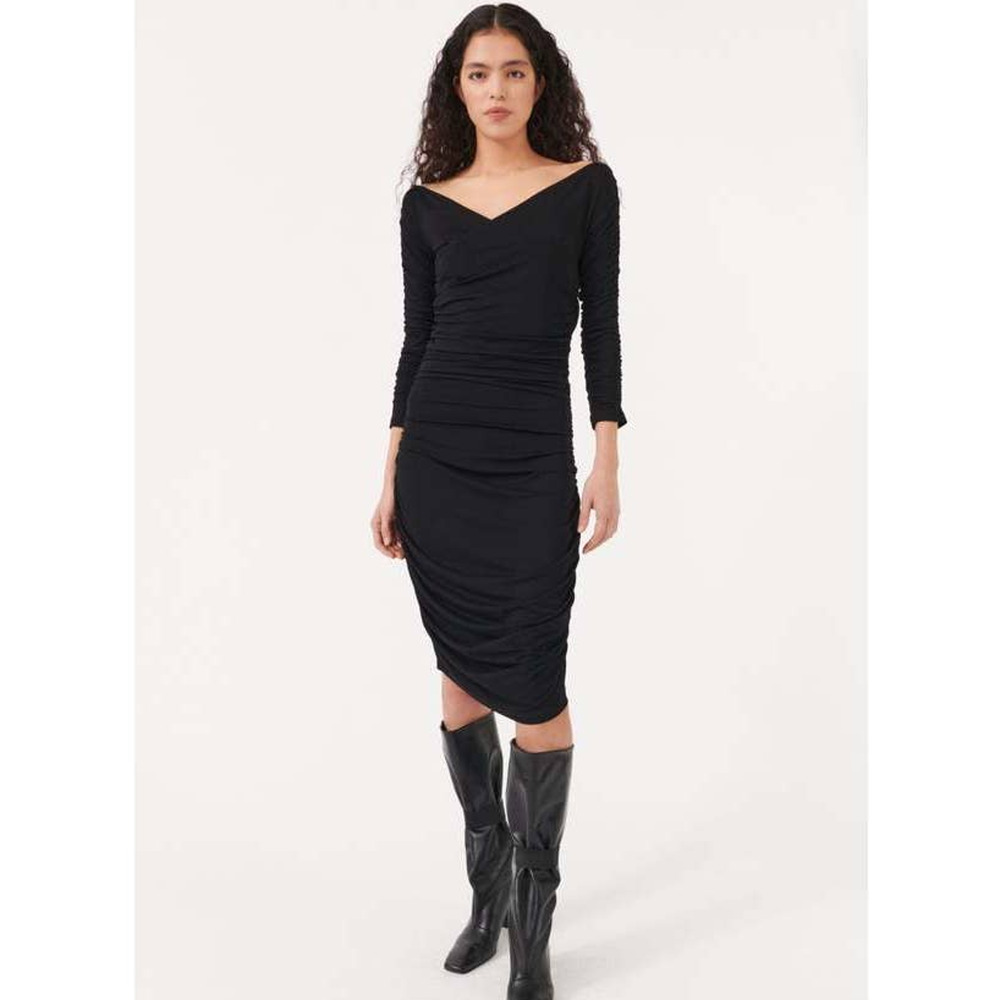 Baum und Pferdgarten Dress Sz Medium Black Ruched Bodycon Midi Jelisa Stretch